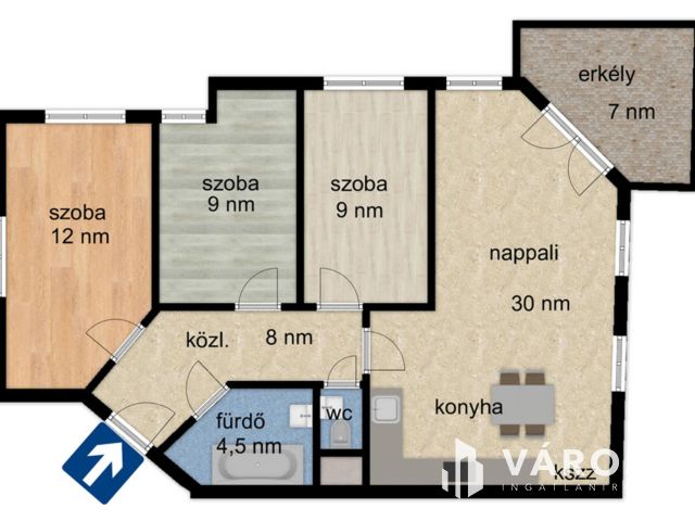 Nappali + 3 szoba, csendes, nyugodt lakó kőrnyezetben.